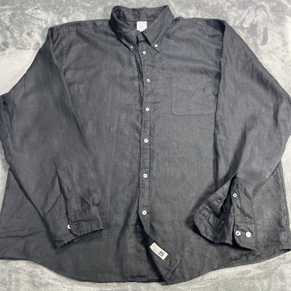 Brooks Brothers Other - Brooks Brothers Shirt Mens 2XL Regular Solid 100% Linen Long Sleeve Button Down